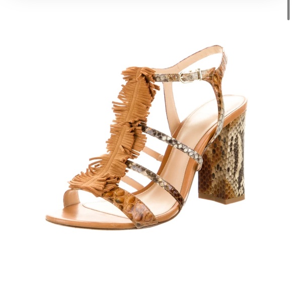 ALEXANDRE BIRMAN
Snakeskin Animal Print ankle T-Strap Sandals with fringes - Picture 3 of 15